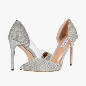 Steve Madden Marbela Pump 4.5” heel Silver Sequin Shiny Women’s size 9.5